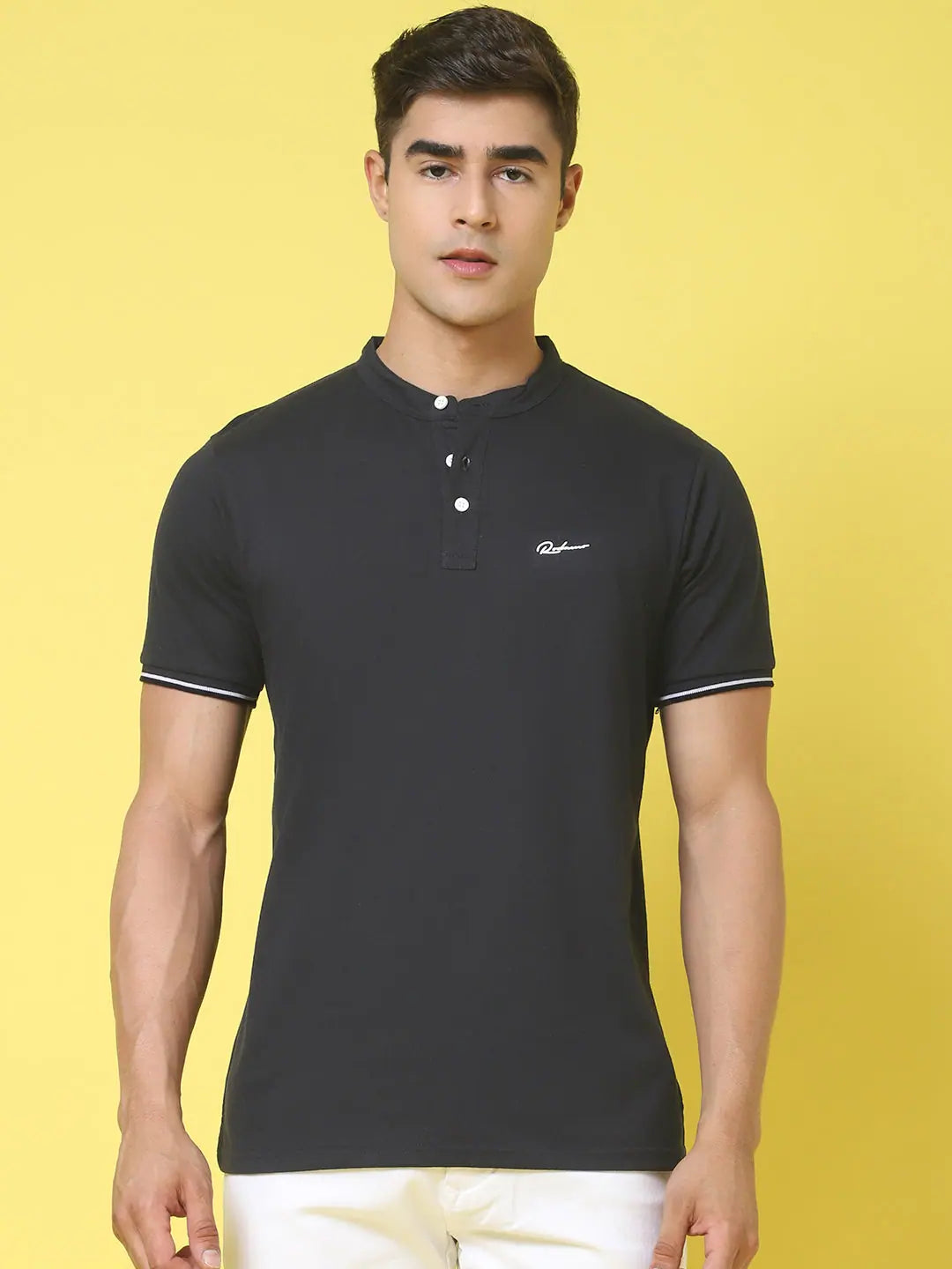 Work polo shirtRodamo Navy Blue Polo Printed T-Shirts-112700101-L