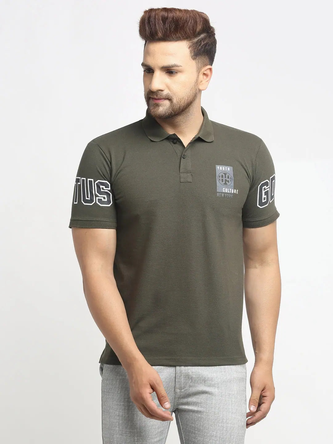 Glitter polo shirtRodamo Olive Printed Polo T-Shirts