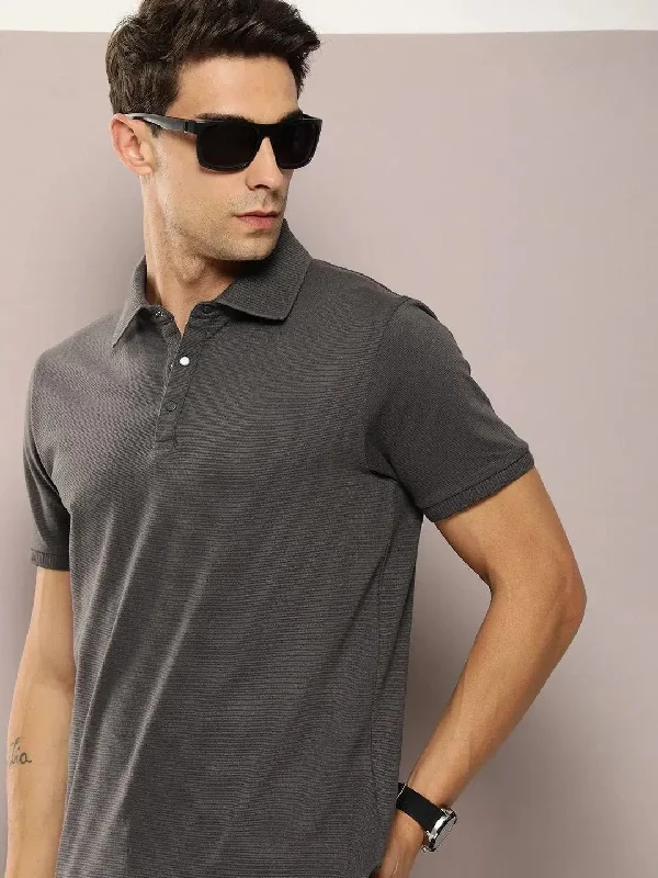 Polka dot polo shirtDillinger Grey Solid Regular Snap Polo T-shirt