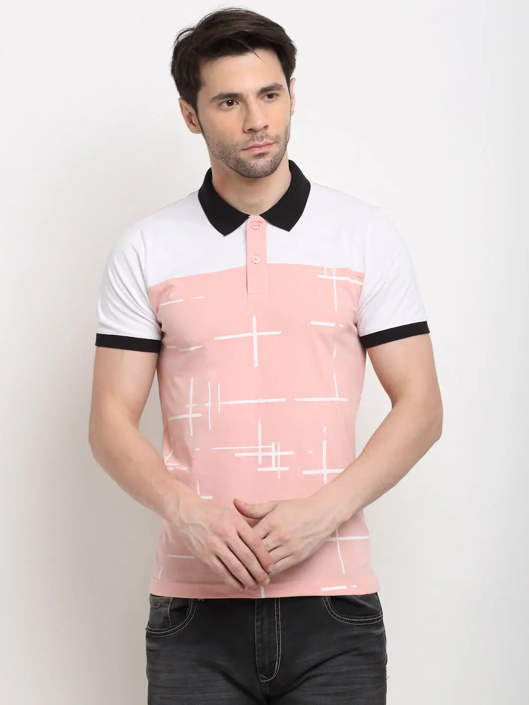 Dark polo shirtRodamo Pink Printed Polo T-Shirts