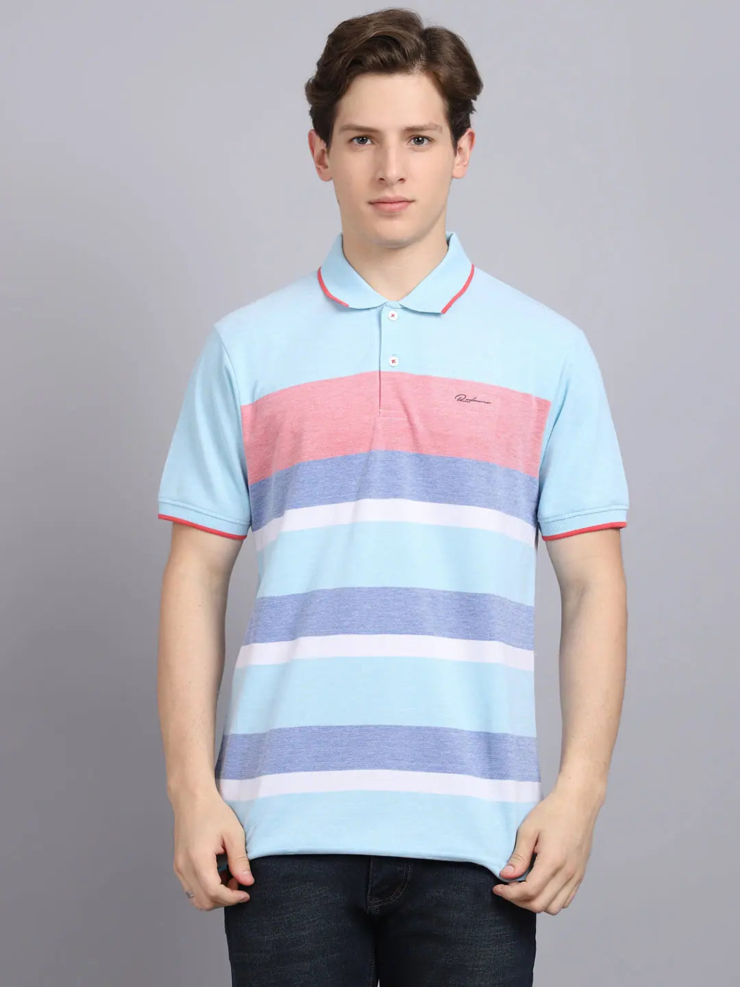 Breathable polo shirtRodamo Multi Stripes Polo T-Shirts-112390101-L