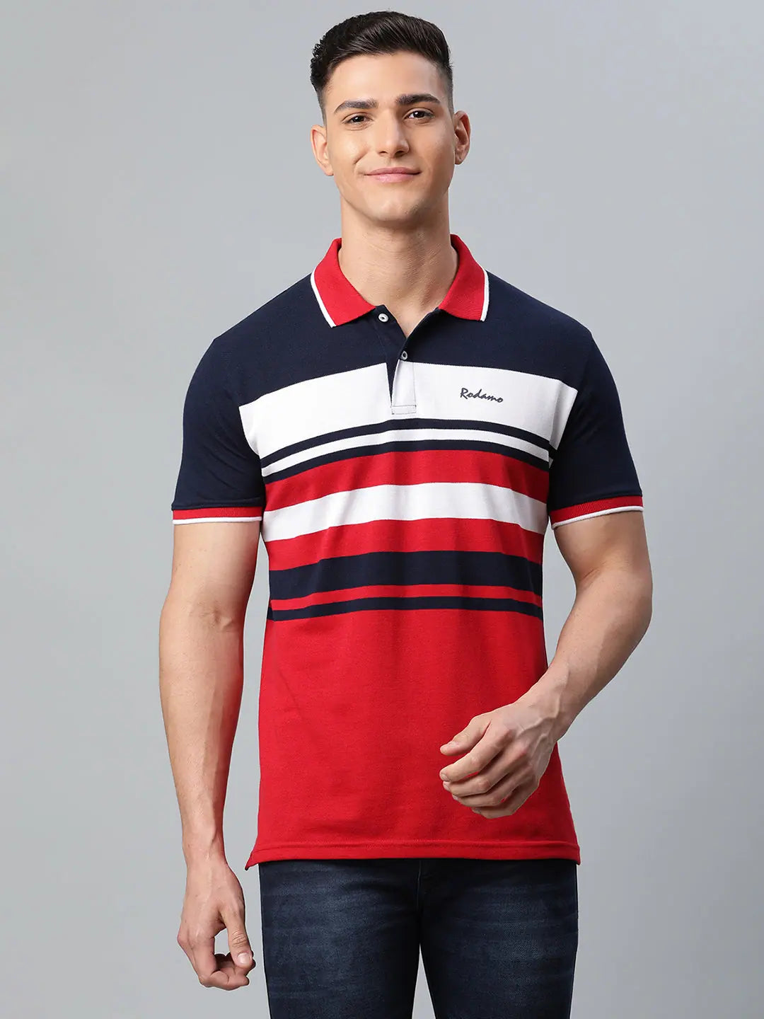 Cotton polo shirtRodamo Multi Stripes Polo T-Shirts-112070101-L