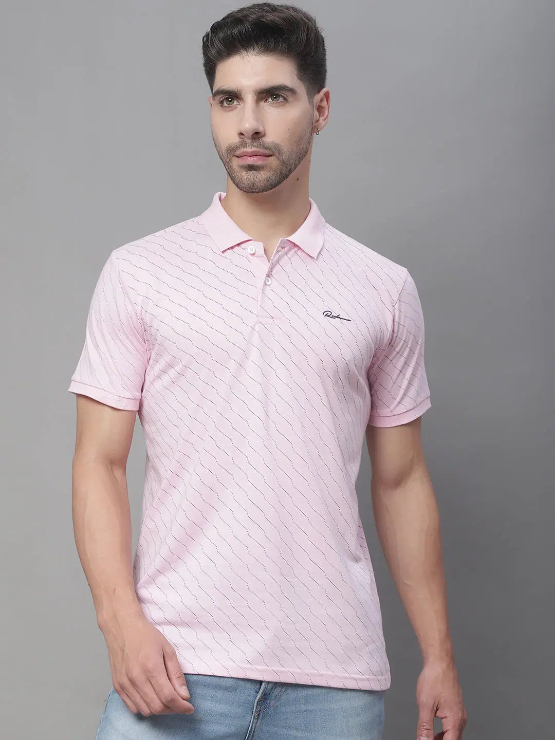 Men’s polo shirtRodamo Pink Polo Printed T-Shirts