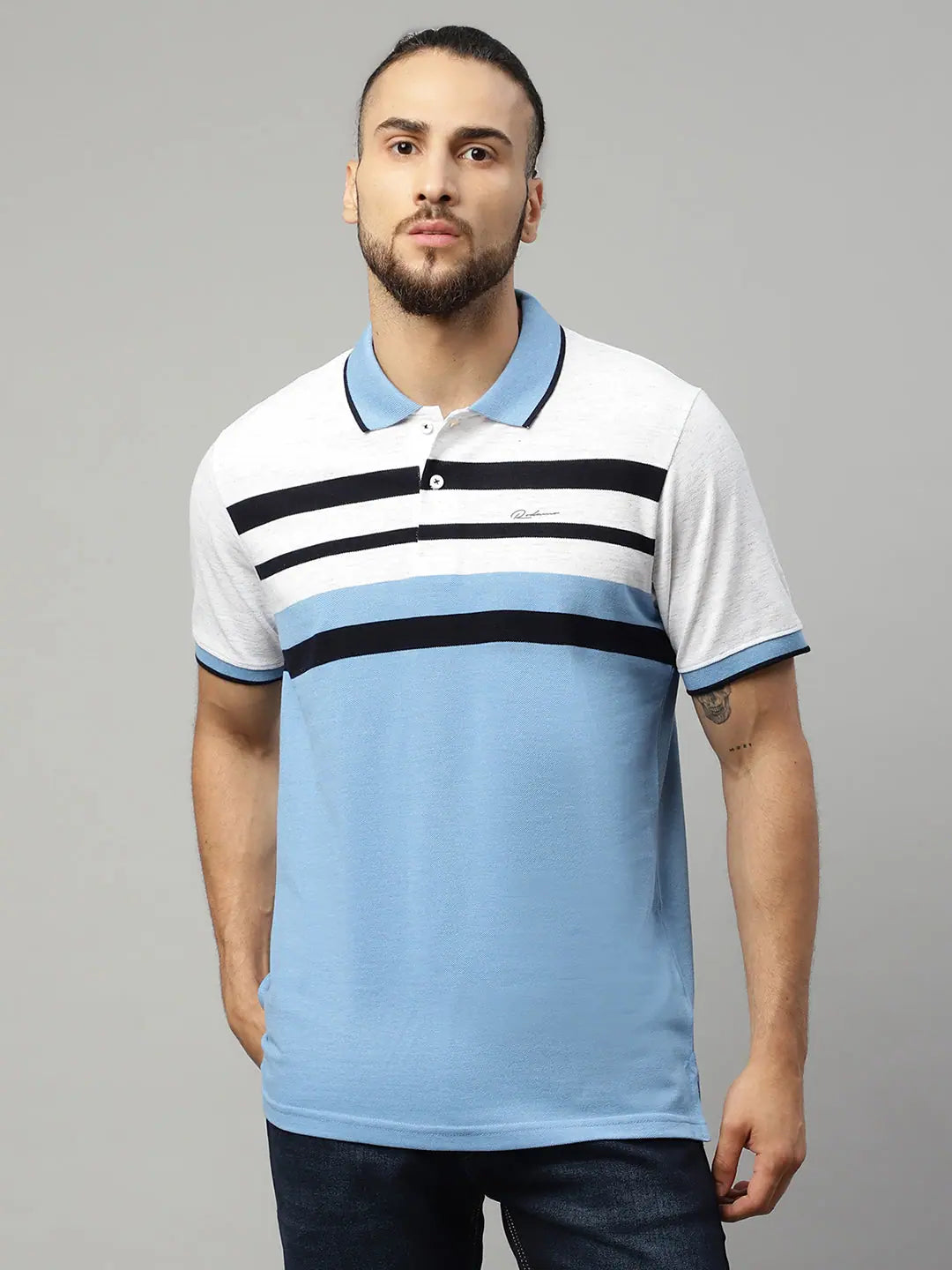 Mesh polo shirtRodamo Multi Stripes Polo T-Shirts-112110101-L