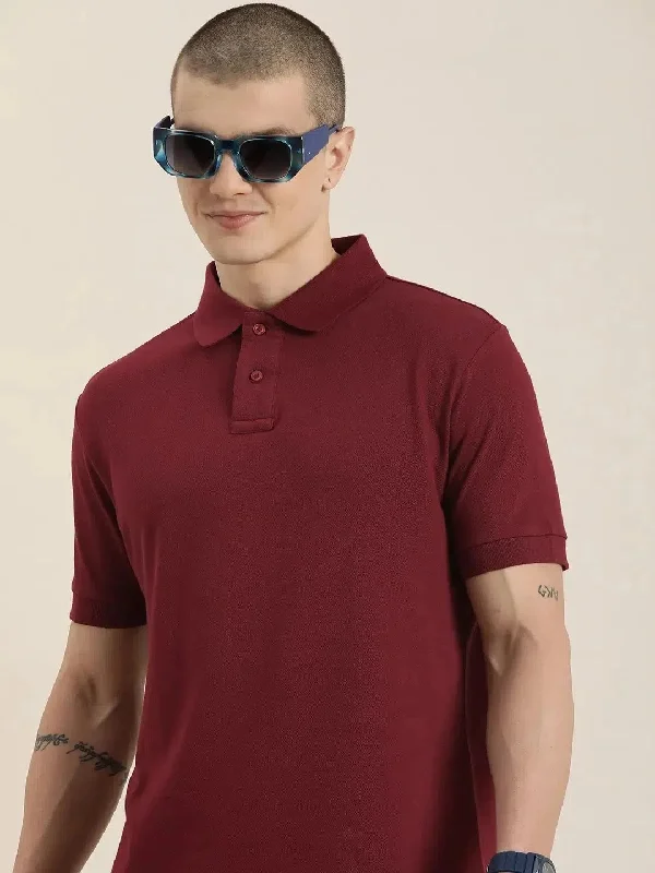 Collared polo shirtDillinger Maroon Solid Regular Polo T-shirt-DLPOL003MRN-S