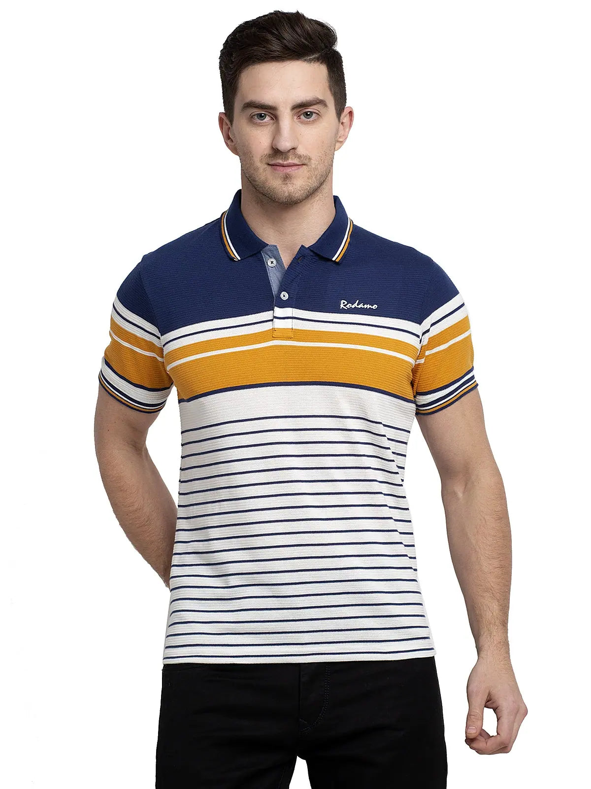 Logo polo shirtRodamo Multi Striped Polo T-Shirts-111610103-L