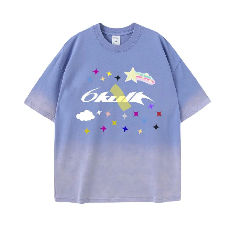 Cotton T-Shirts6Kull Star Plan Rainbow Washed T-Shirt