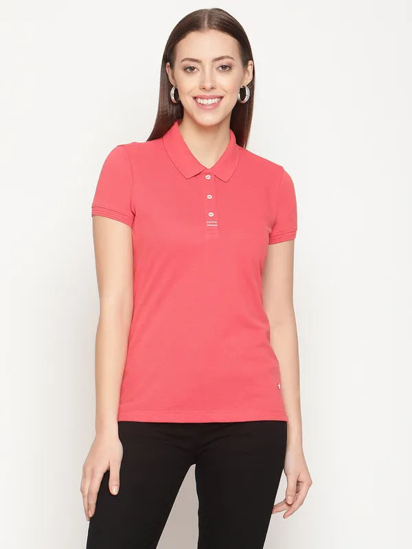 Formal polo shirtMettle Women Coral Polo Collar Cotton T-Shirt