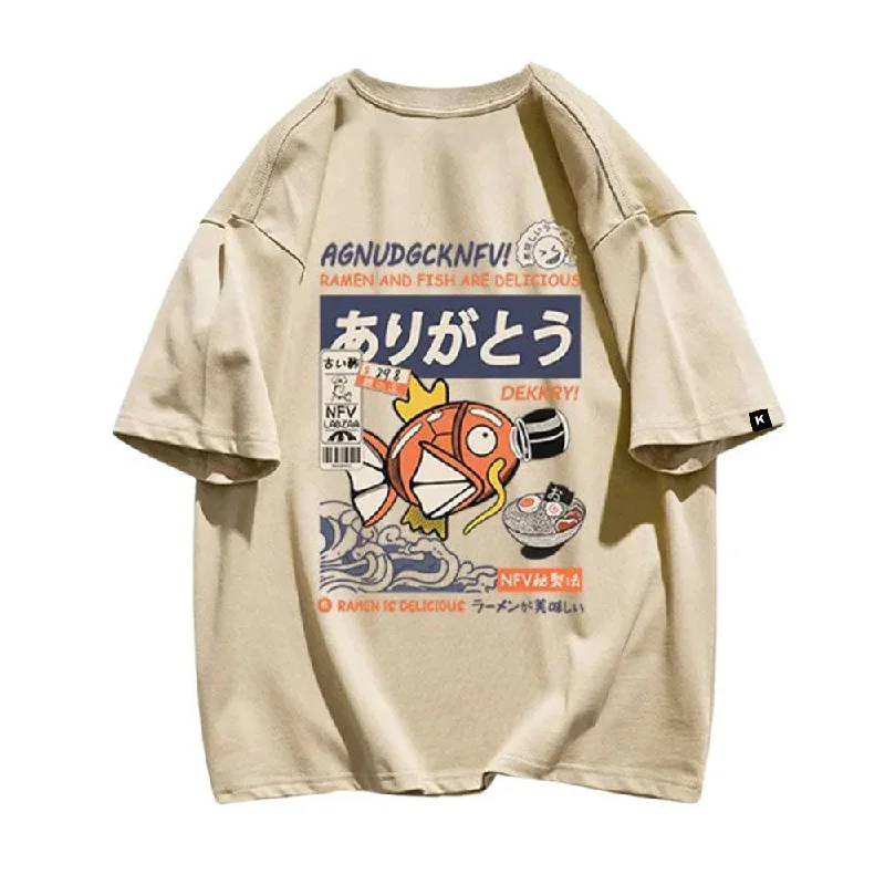 Blended Fabric T-ShirtsCute Cartoon Fish Graphic T-Shirt