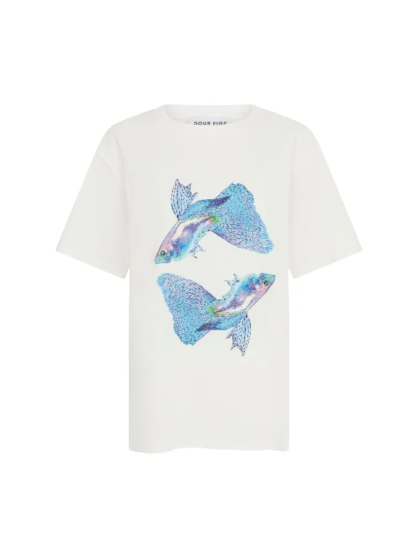 Jersey T-ShirtsBetta Fish Duo Print Unisex T-Shirt in White