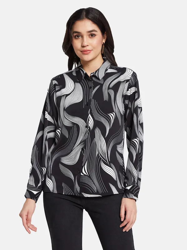 Baby polo shirtMettle Women Abstract Printed Polo Collar T-Shirt