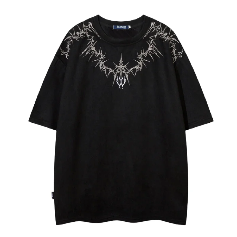 Luxury T-ShirtsSuede Magic Pattern Embroidered T-Shirt