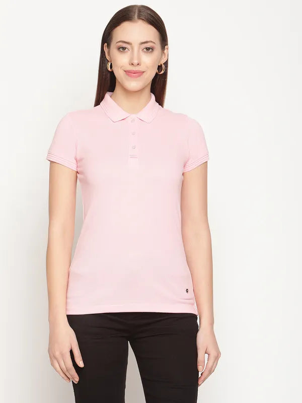 Wedding polo shirtMettle Women Pink Polo Collar T-Shirt