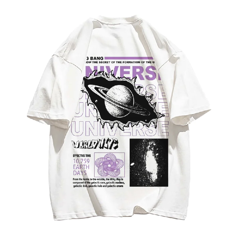 College T-Shirts【Subscription】Casual Planet Print T-shirt