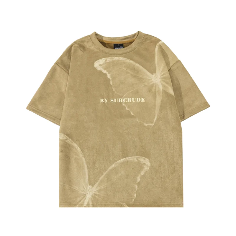 V-Neck T-ShirtsAmerican Street Butterfly Suede T-shirt