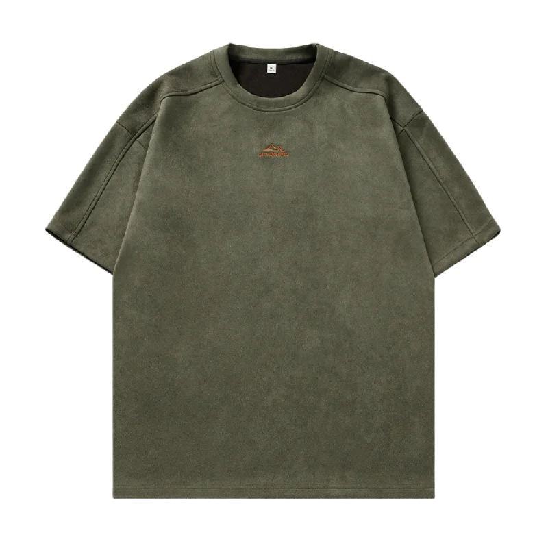 Retro T-ShirtsSuede Mountain Embroidery T-Shirt