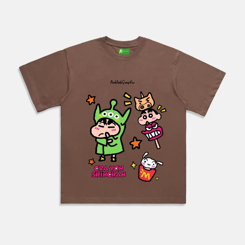 Button-Up T-ShirtsAG Cartoon Characters Crayon Eat Eat Eat T-Shirt