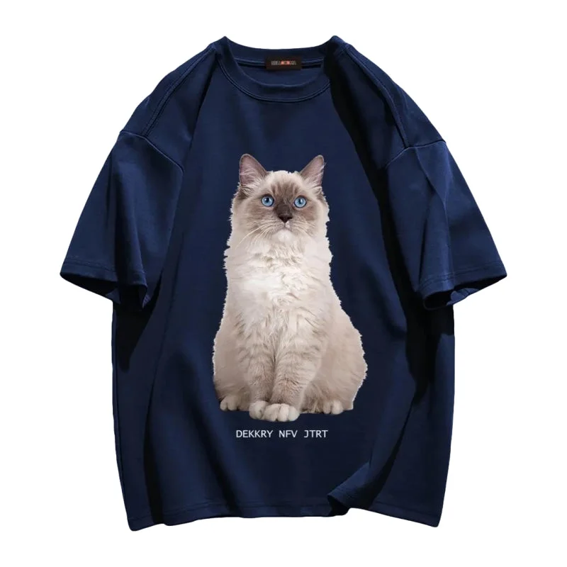 Retro T-ShirtsRagdoll Cat Graphic Cotton T-shirt