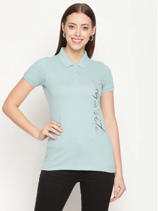 Reversible polo shirtMettle Women Blue Polo Collar Cotton T-Shirt