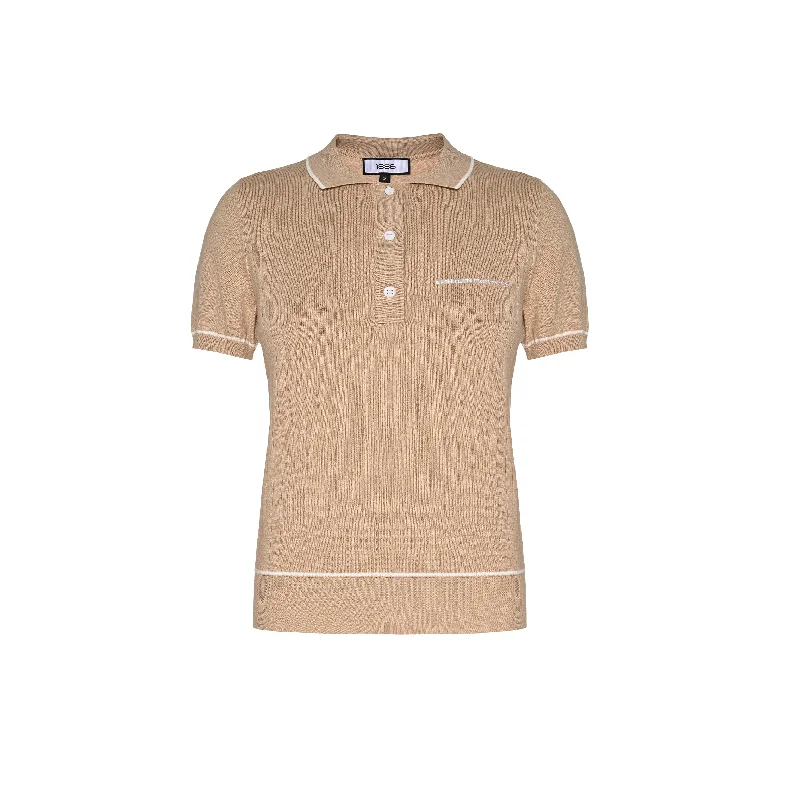 Moisture-wicking polo shirt1886 KNITTED BEIGE POLO