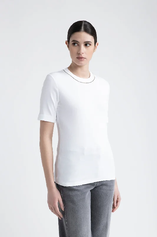 Graphic T-ShirtsJersey T-shirt with Punto Luce trim