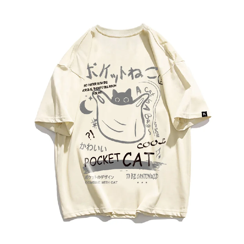 Recycled Fabric T-ShirtsRetro Animation Cat Graphic T-Shirt