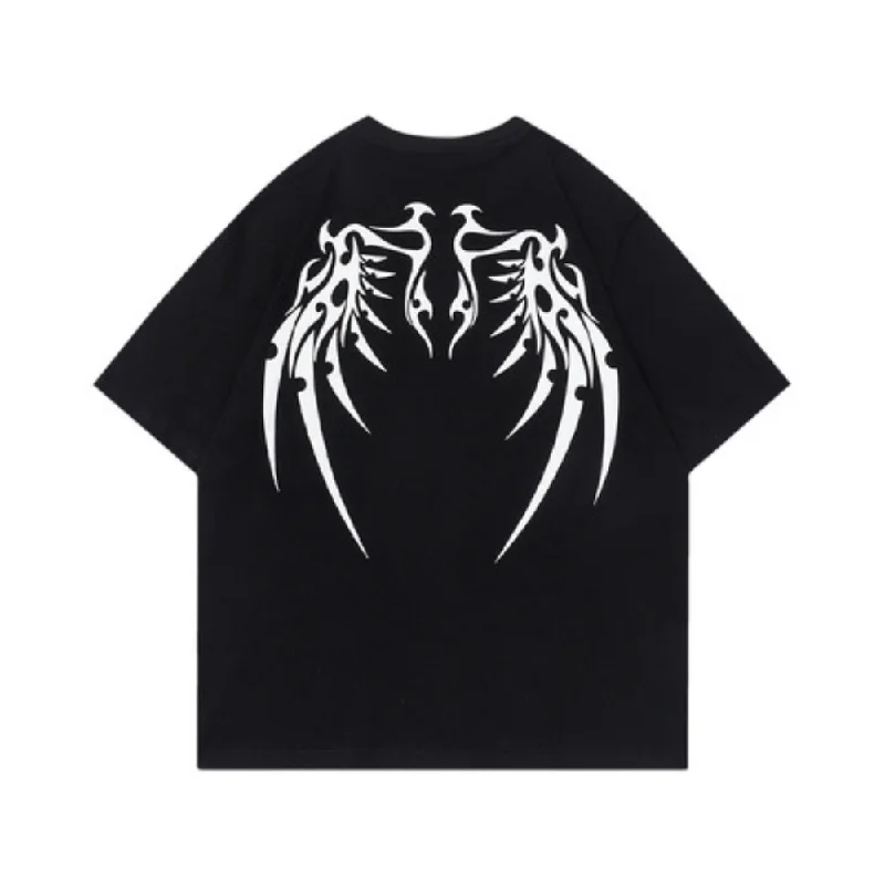 High-Fashion T-ShirtsUrban Skeleton Wing Graphic T-Shirt