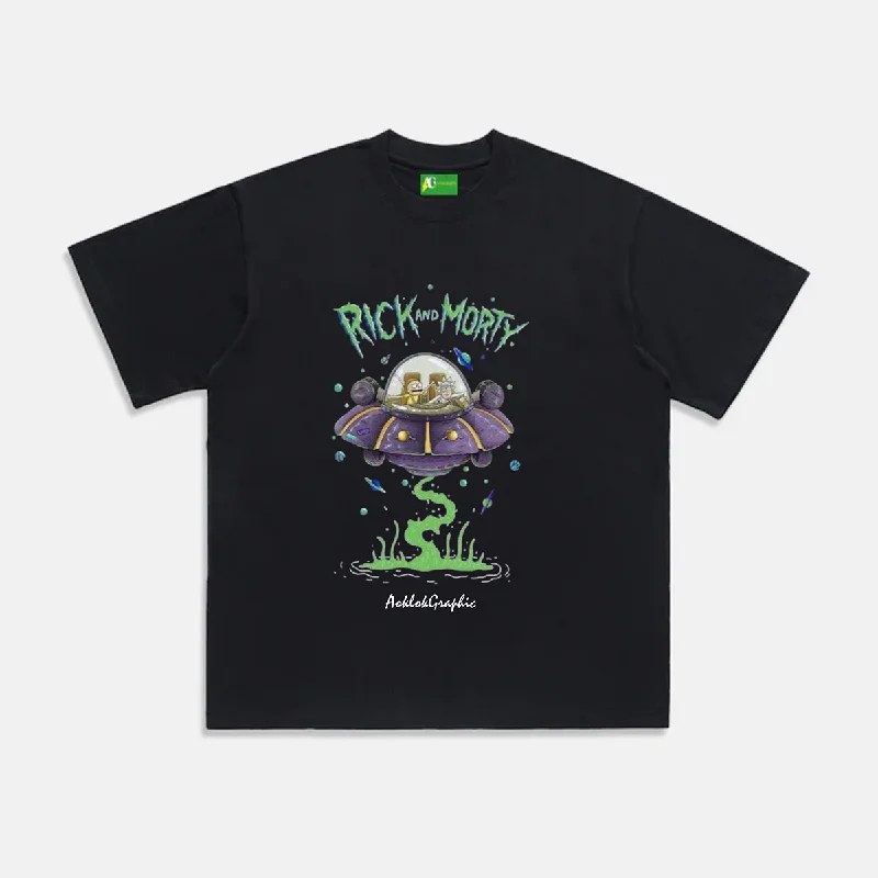 Distressed T-ShirtsAG Rick and Morty Alien Spacecraft T-Shirt