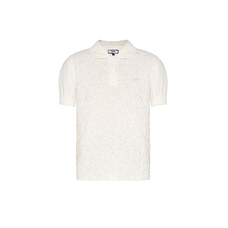 Breathable polo shirt1886 KNITTED WHITE NETTED POLO