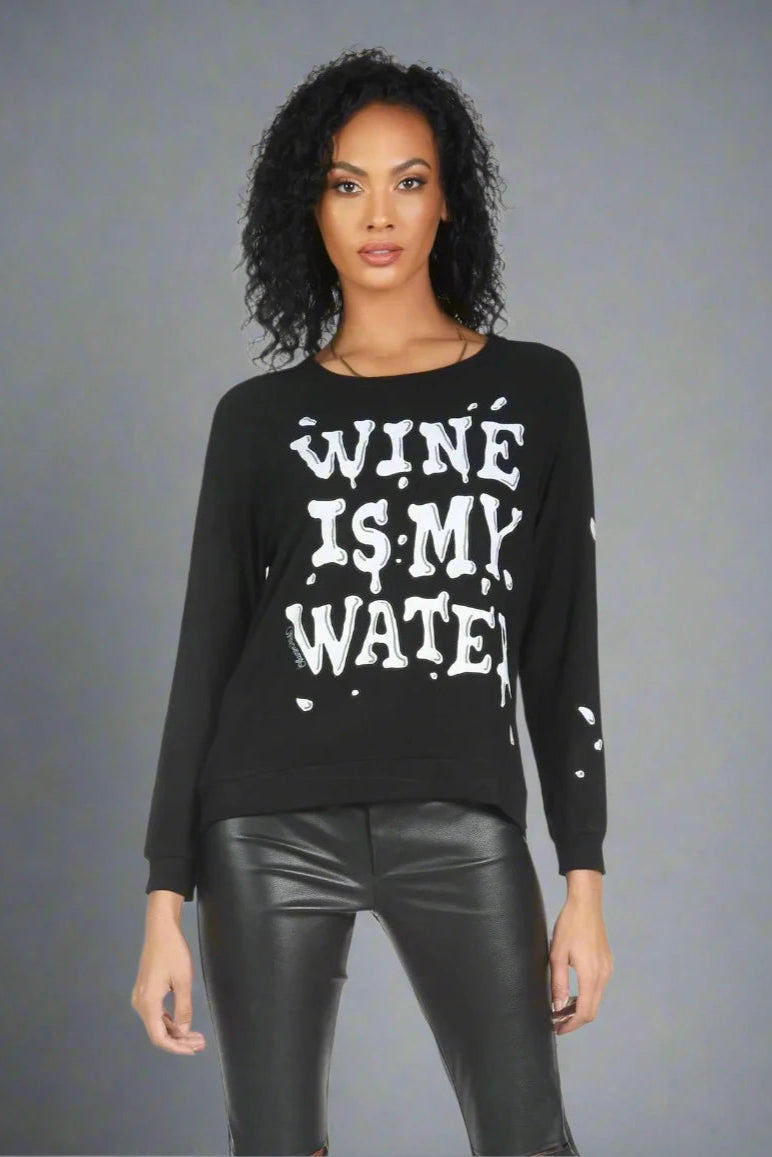 Fitted SweatshirtsLauren Moshi Everly Wine is My Water Pullover