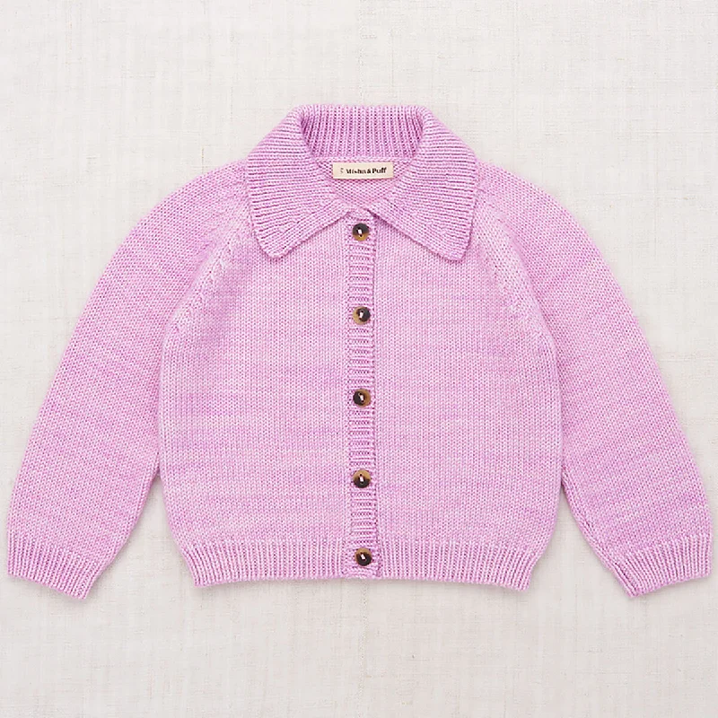 Motley Cardigan in Pink Lilac by Misha & Puff - Last Ones In Stock - 4-5 YearsLightweight cardigan