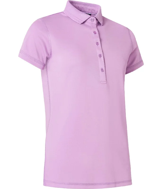 Women Cray Short Sleeve Polo In LupinePlush Short Sleeve TopsPlush Short Sleeve Tops