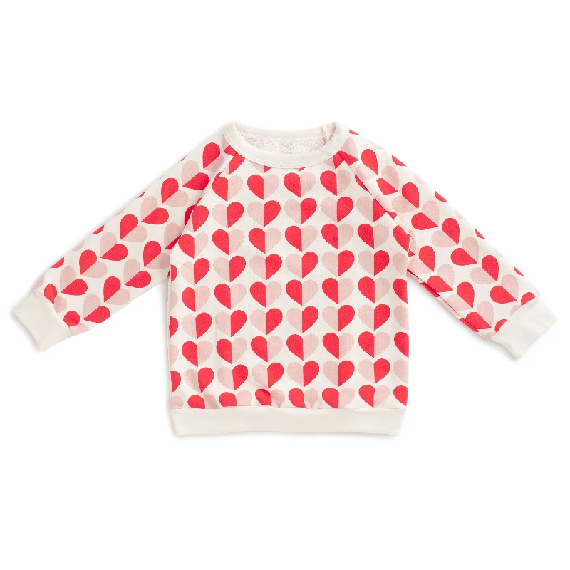 Statement HoodiesBrushed French Terry Sweatshirt - Hearts Red & Pink