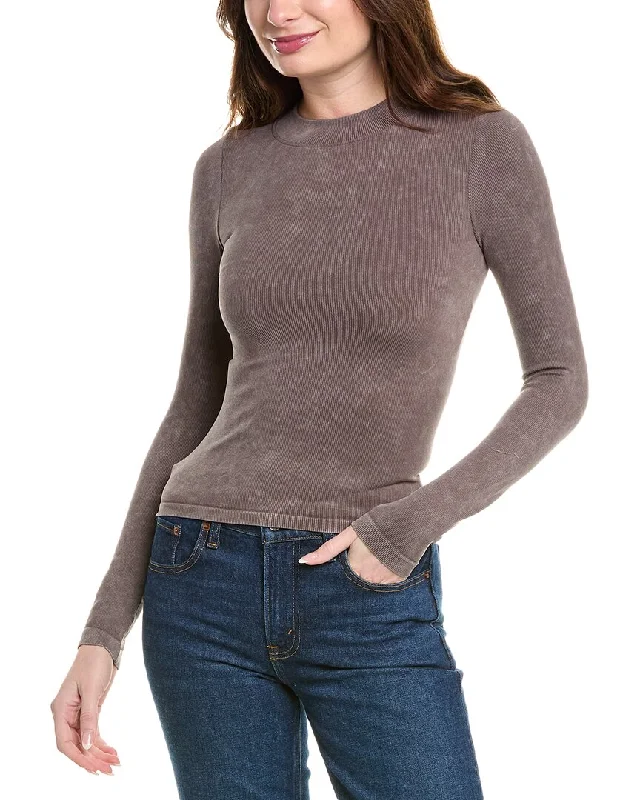 Fleece Knit TopsVintage Havana Seamless Mock Neck Sweater