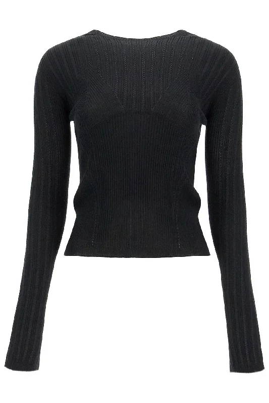 Polyester Knit TopsLanvin Women's Ribbed Crewneck Sweater