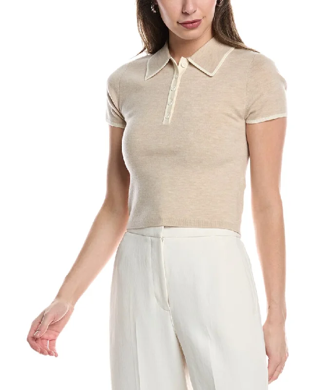 Quick-dry polo shirtalice + olivia Meda Wool-Blend Polo Top