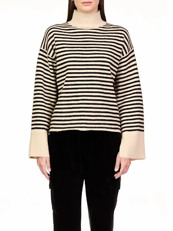 Skateboard Knit TopsChalet Stripe Sweater In Frosted Almond Stripe