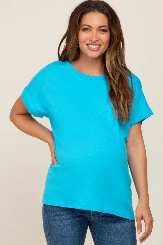 Aqua Short Sleeve Maternity TopSports Team Short Sleeve TopsSports Team Short Sleeve Tops