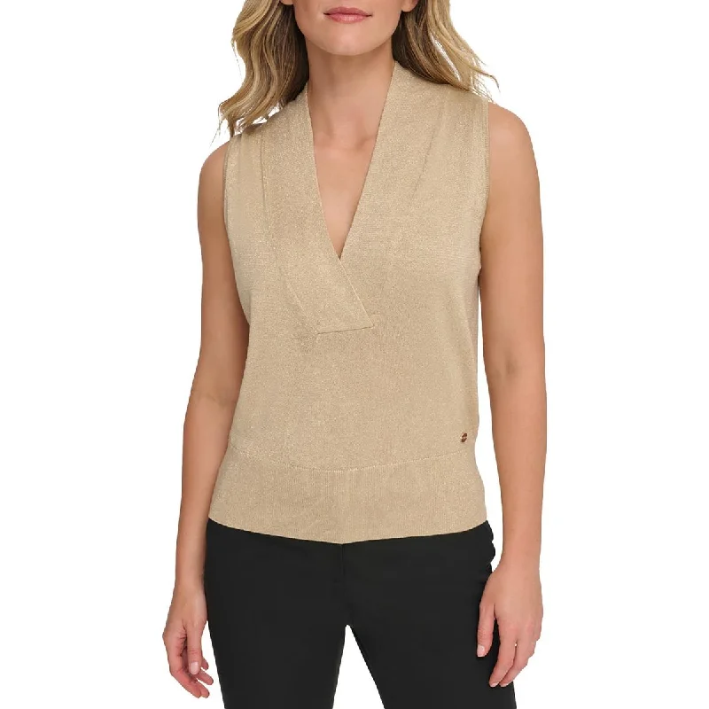 Lounge Knit TopsWomens Metallic Acrylic Sweater Vest