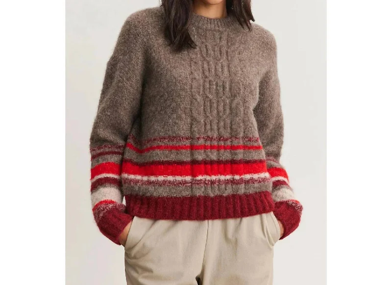 Statement Knit TopsElayne Alpaca Cable Knit Crew Neck Sweater In Multicolor