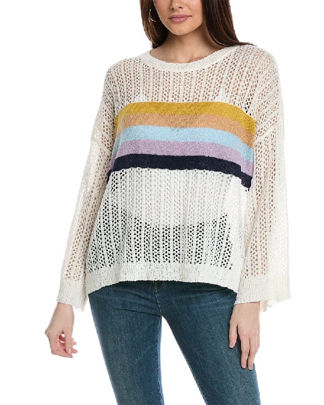 Fringed Knit TopsRain + Rose Stripe Sweater