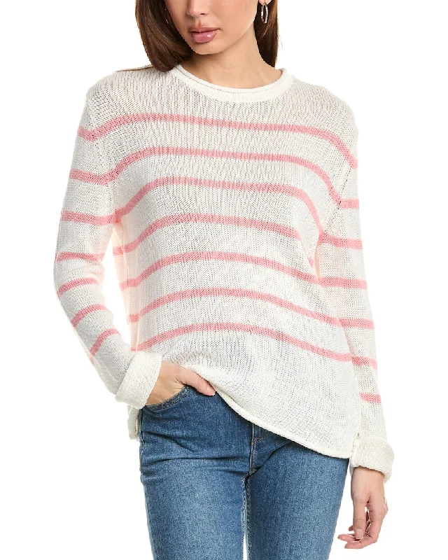 Fitted Knit TopsHannah Rose Striped Cashmere-Blend Sweater