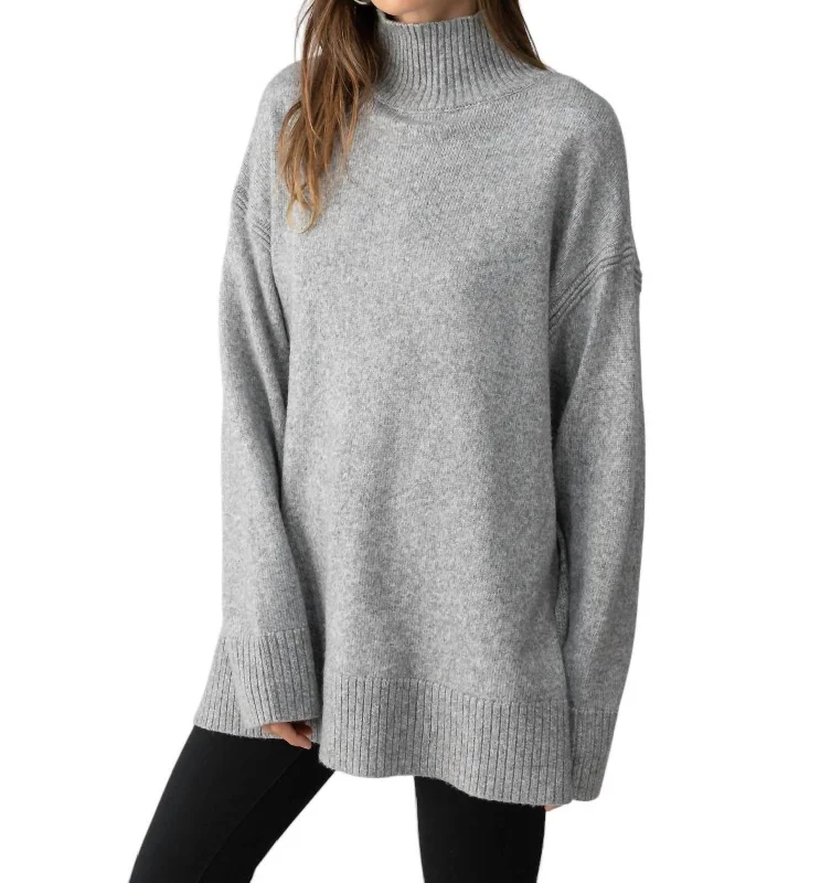 Yoga Knit TopsPerfect Tunic Sweater In Heather Ash