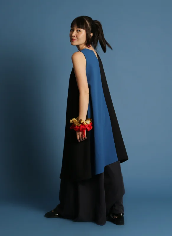 Two-Three A-Line Colorblock Dress in Blue/Black Blue