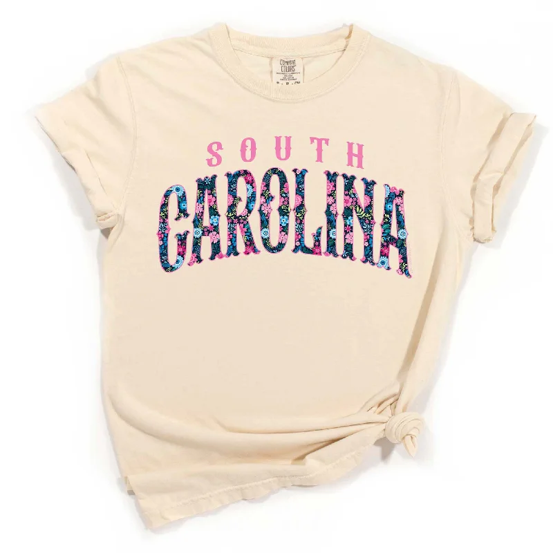 Floral South Carolina Arch Short Sleeve T-ShirtPolyester Short Sleeve TopsPolyester Short Sleeve Tops