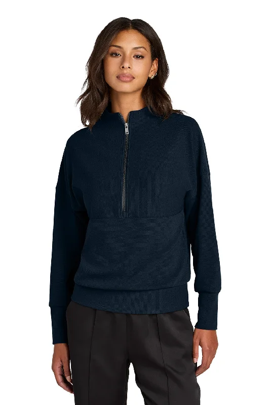 Hiking HoodiesMercer+Mettle Womens Linear Texture Odor Resistant 1/4 Zip Sweatshirt - Night Navy Bue - NEW