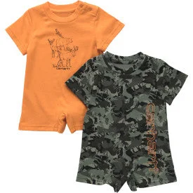 Infant Boys Short Sleeve 2Pc. Camo Romper Set - Exotic OrangeRecycled Fabric Short Sleeve TopsRecycled Fabric Short Sleeve Tops