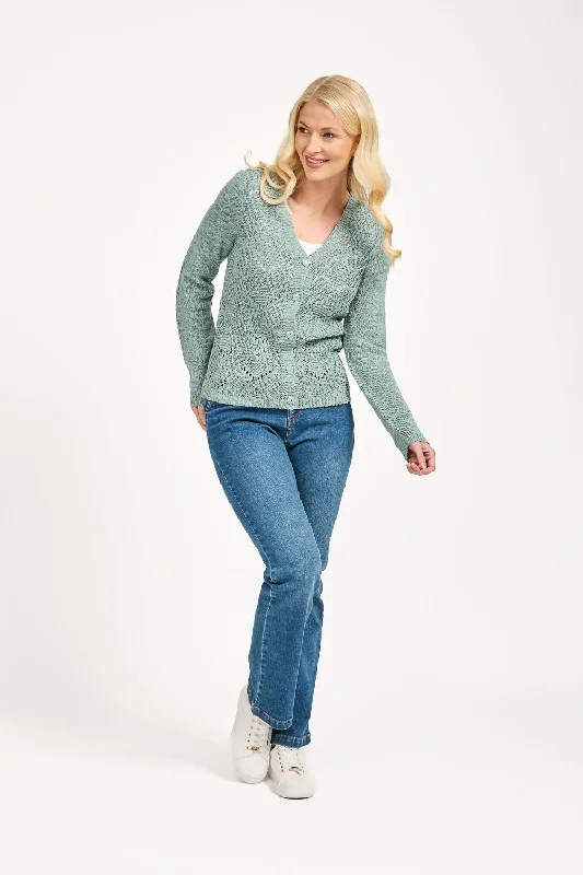 Pointelle Cardigan - GreenOrganic cardigan