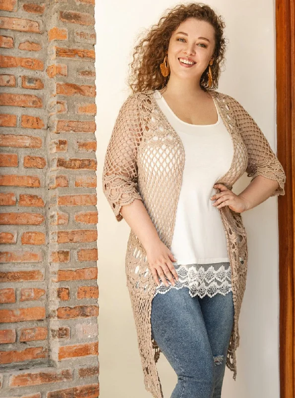 You are in charge Bohemian Crochet Mocha Cardigan OSQuilted cardigan