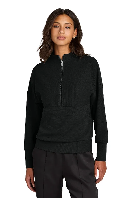 Thermal HoodiesMercer+Mettle Womens Linear Texture Odor Resistant 1/4 Zip Sweatshirt - Deep Black - NEW